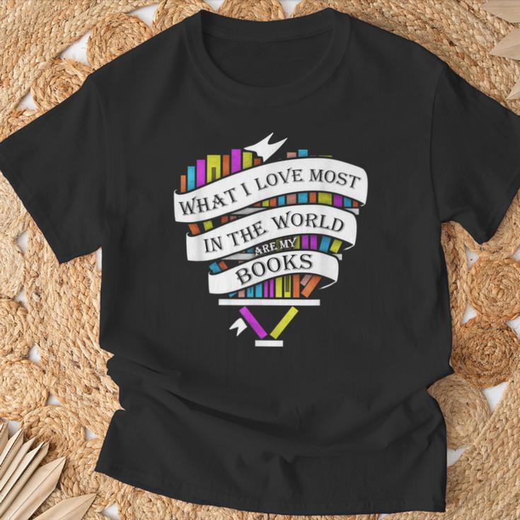 What I Love Most In The World Are My Books Librarian T-Shirt Gifts for Old Men