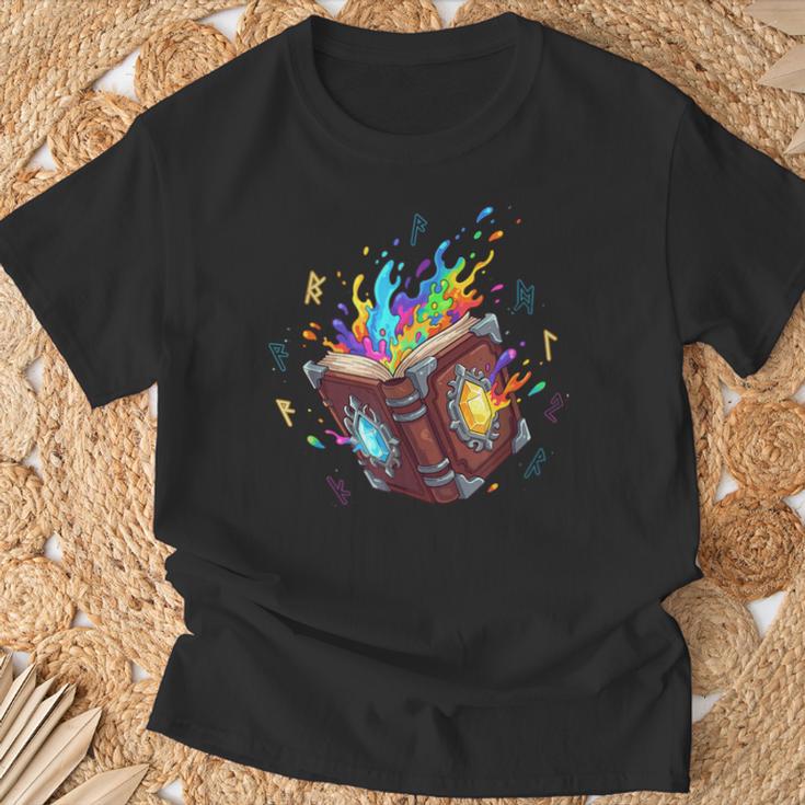Magic Spell Book Open Rainbow Runes Fantasy Arcane T-Shirt Gifts for Old Men Magic Spell Book Open Rainbow Runes Fantasy Arcane T-Shirt Gifts for Old Men