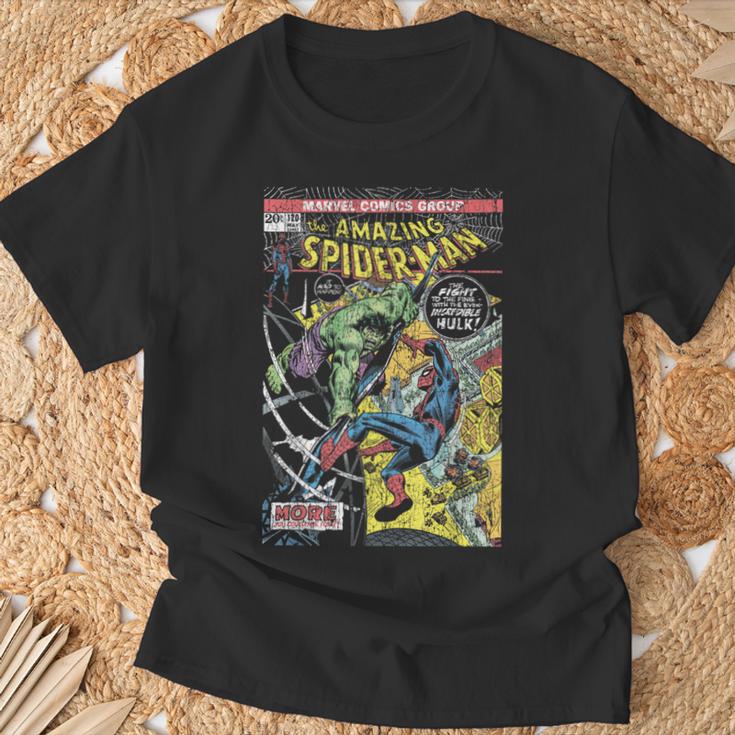 Marvel Comics Spider-Man And Hulk Retro Comic Book Cover T-Shirt Gifts for Old Men