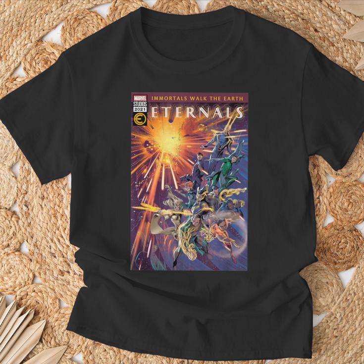 Marvel Eternals Comic Book Cover Immortals Walk The Earth T-Shirt Gifts for Old Men