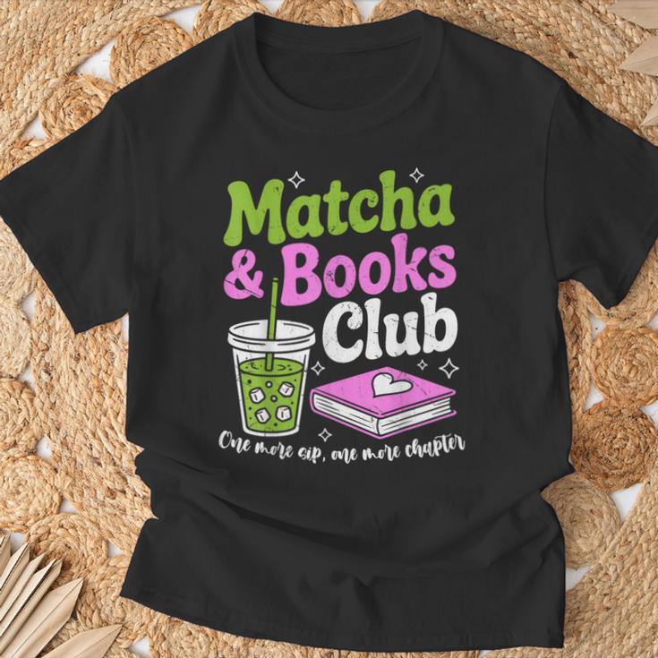 Matcha & Books Green Tea Lover ICES Matcha Latte T-Shirt Gifts for Old Men