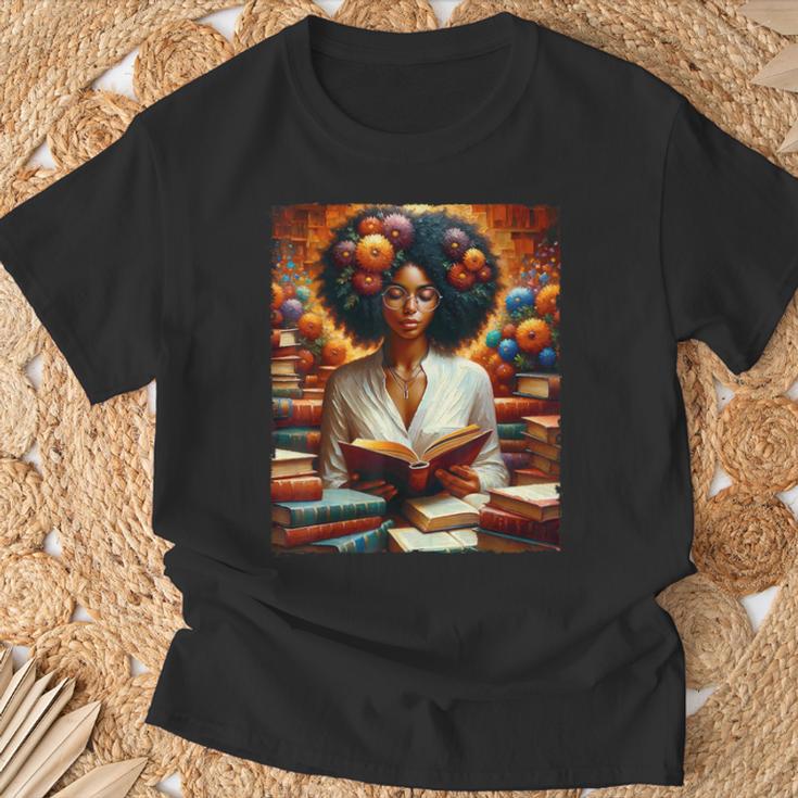 Melanin Queen Afro WomenEducated Reading Book History T-Shirt Gifts for Old Men