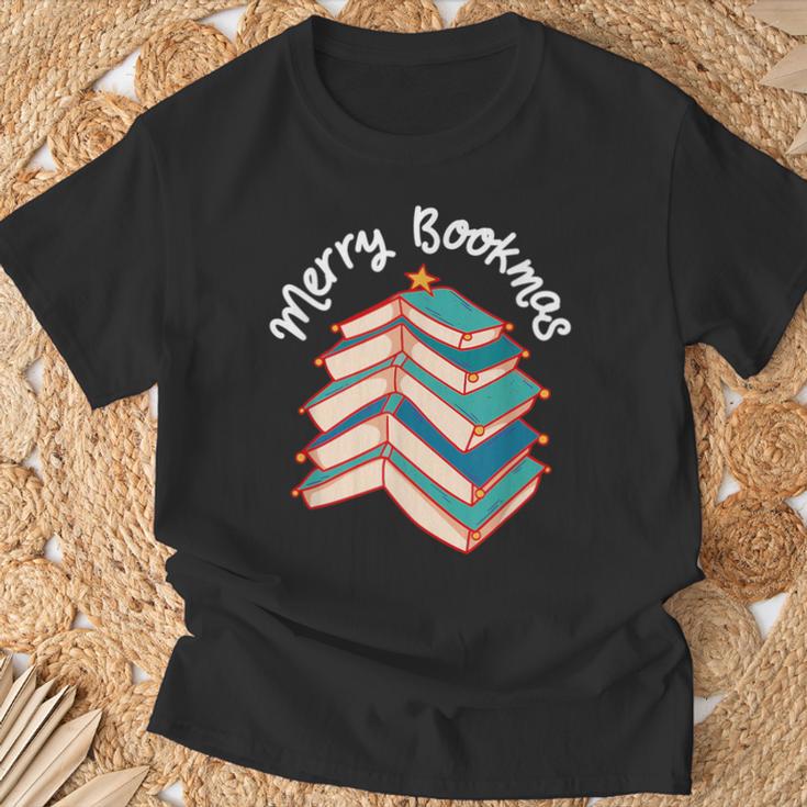 Merry Bookmas Christmas Tree Avid Reader Book Lover Xmas T-Shirt Gifts for Old Men