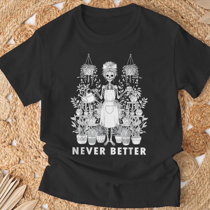 Messy Bun Skeleton Reading Book Coffee Never Better T-Shirt Gifts for Old Men