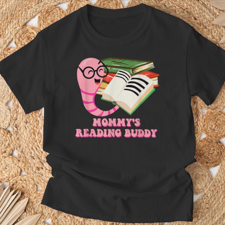Mommys Reading Buddy Bookworm Humor Book Lover Mom T-Shirt Gifts for Old Men