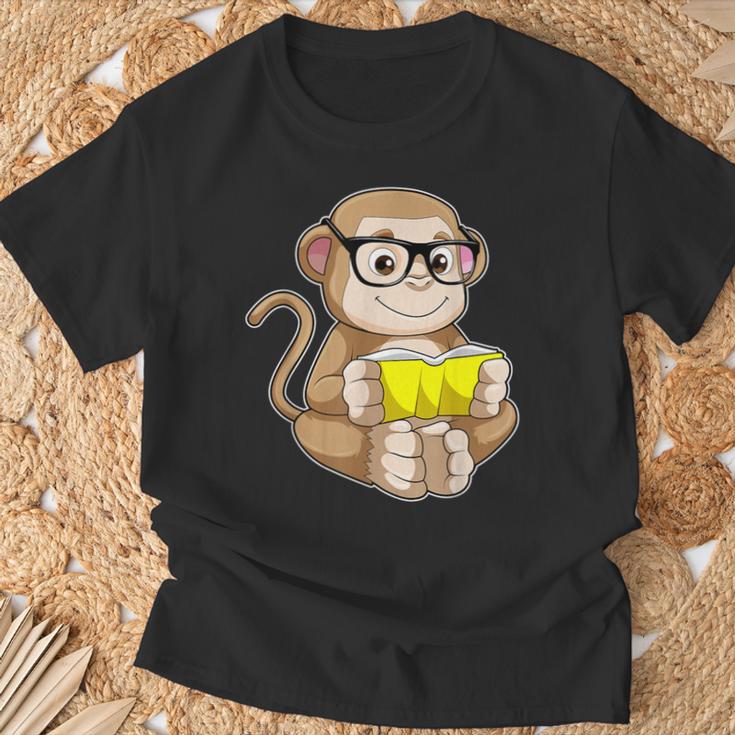Monkey Nerd Book Glasses T-Shirt Gifts for Old Men