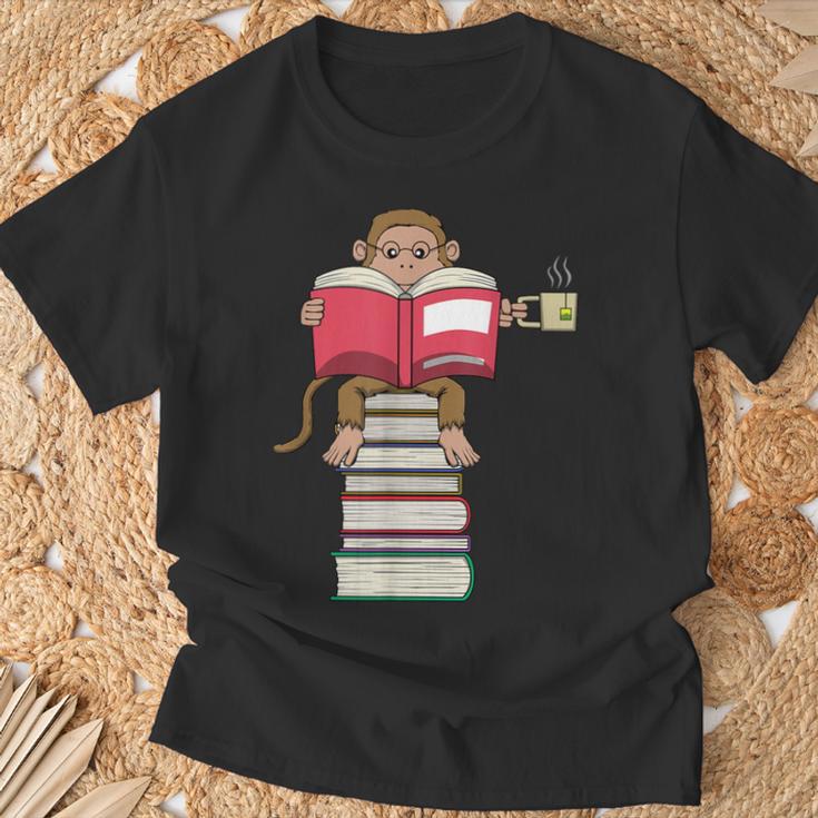 Monkey Reading Books And Drinking Tea T-Shirt Gifts for Old Men Monkey Reading Books And Drinking Tea T-Shirt Gifts for Old Men