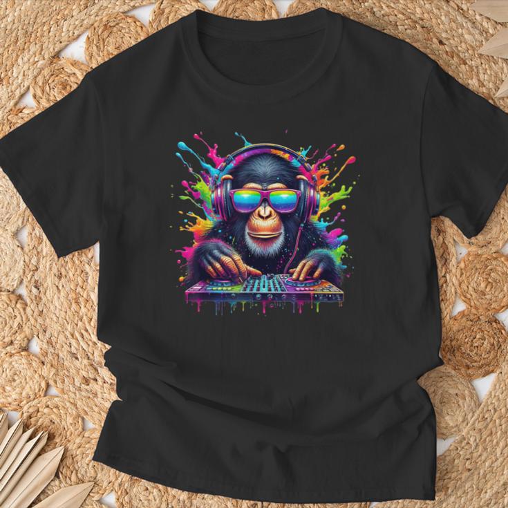 Mono Dj Neón Fiesta Rave Edm Festival Mono Camiseta unisex Regalos para ancianos