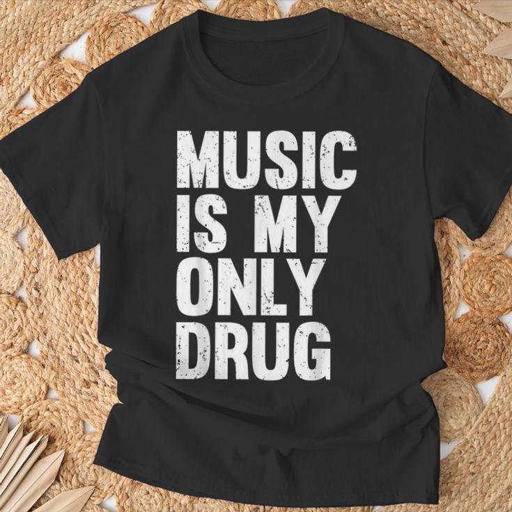 Music Is My Only Drug グラフィックプリント Tシャツ 高齢者への贈り物
