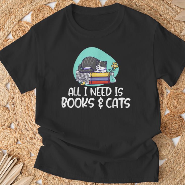 All I Need Is Books & Cats T-Shirt Gifts for Old Men