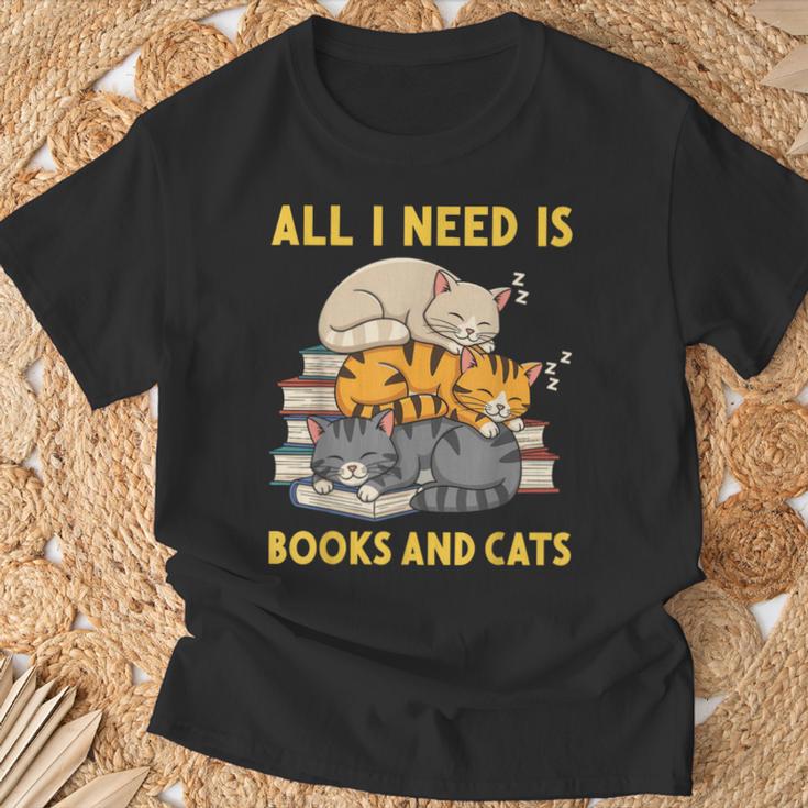 All I Need Is Books And Cats T-Shirt Gifts for Old Men