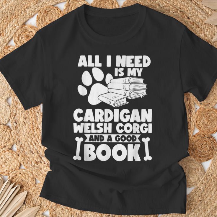 All i Need Is My Cardigan Welsh Corgi And a Good Book T-Shirt Gifts for Old Men