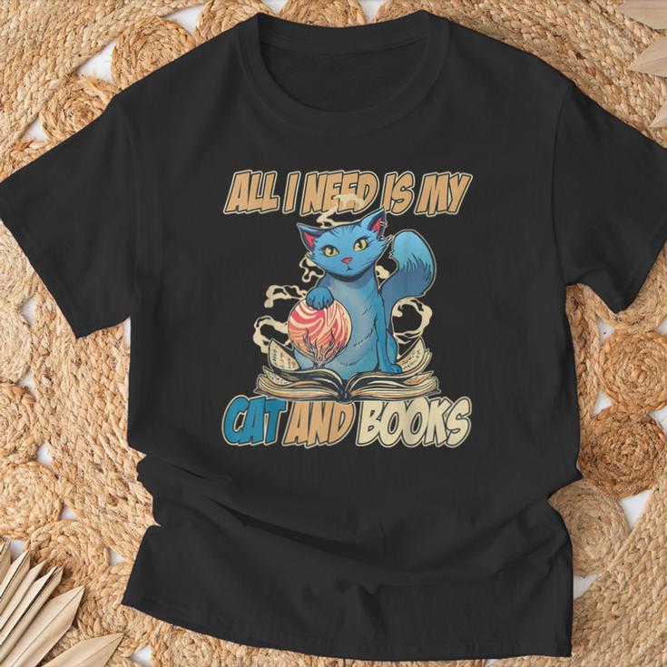 All I Need Is My Cat And Books Cute Cat T-Shirt Gifts for Old Men