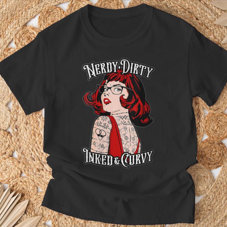Nerdy Dirty Inked & Curvy Book Lover Tattoo Pop Art Girl T-Shirt Gifts for Old Men Nerdy Dirty Inked & Curvy Book Lover Tattoo Pop Art Girl T-Shirt Gifts for Old Men