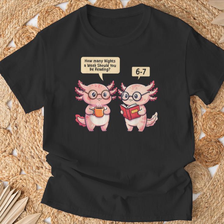How Many Nights Reading Axolotl Book Lover Cat Reader T-Shirt Gifts for Old Men How Many Nights Reading Axolotl Book Lover Cat Reader T-Shirt Gifts for Old Men