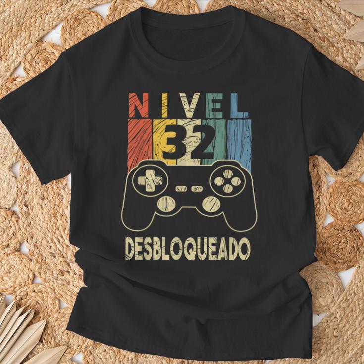 Nivel 32 Desbloqueado Gamer 32 Años Cumpleaños Camiseta unisex Regalos para ancianos