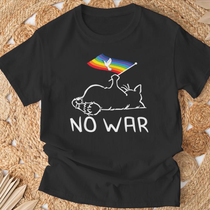 No War Peace Movement World Peace Peace Flag Cat Tシャツ 高齢者への贈り物