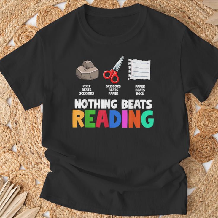 Nothing Beats Reading Rock Paper Scissors For Book Lover T-Shirt Gifts for Old Men