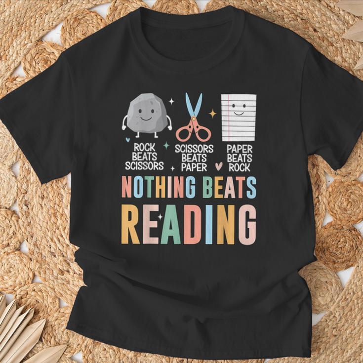 Nothing Beats Reading Rock Paper Scissors Books Lover T-Shirt Gifts for Old Men