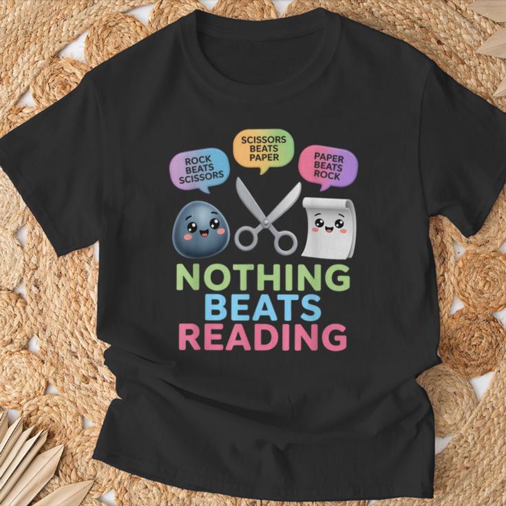 Nothing Beats Reading Rock Paper Scissors Game Book Lover T-Shirt Gifts for Old Men