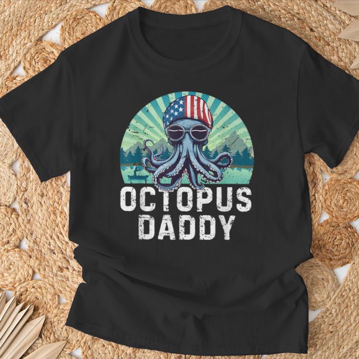 Octopus Daddy Bandiera Usa Festa Del Papà 4 Luglio Retrò Maglietta Regalos para ancianos