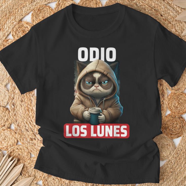 Odio Los Lunes Dicho Divertido Con Gato Y Café Frases Camiseta unisex Regalos para ancianos