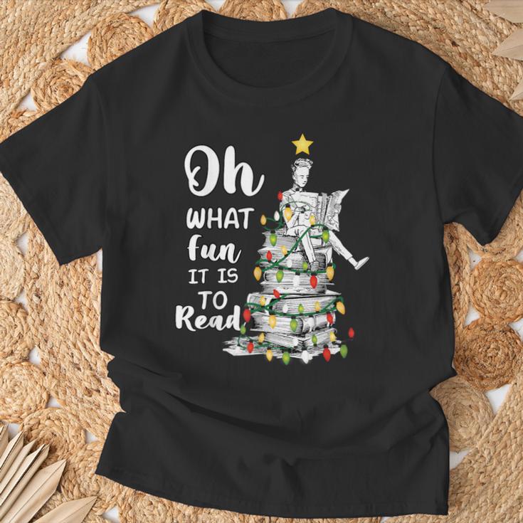 Oh What Fun It Is To Read Librarian Christmas Book Lover T-Shirt Gifts for Old Men