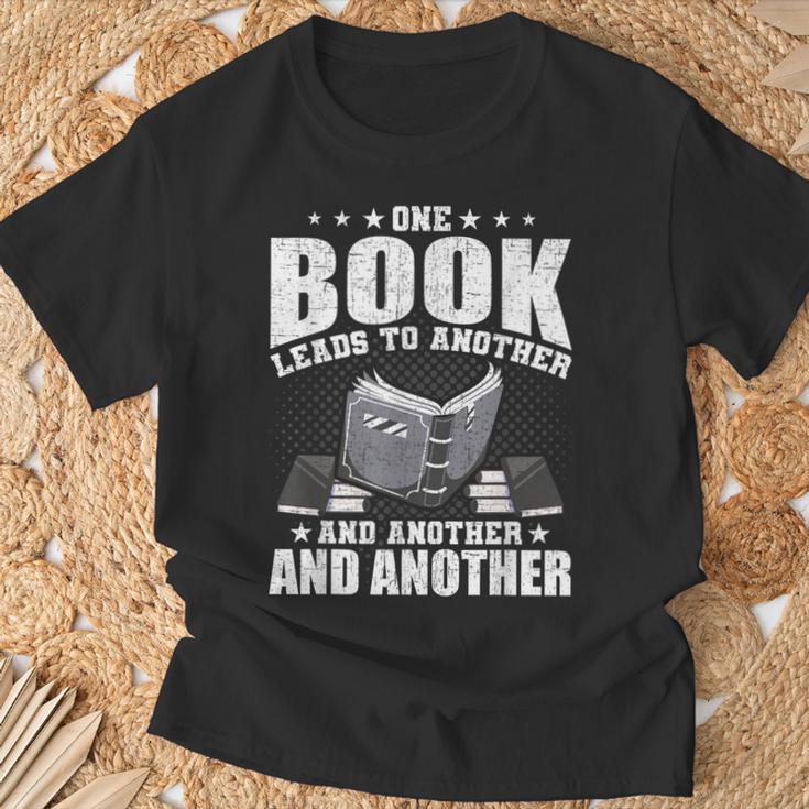 One Book Leads To Another Bookworm Book Lovers Reading T-Shirt Gifts for Old Men