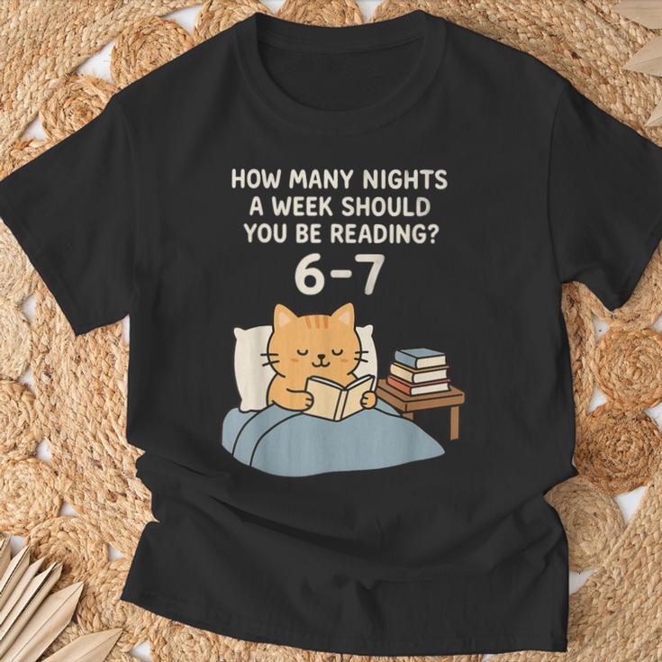 Orange Cat Reading Book 67 Six Seven Meme T-Shirt Gifts for Old Men