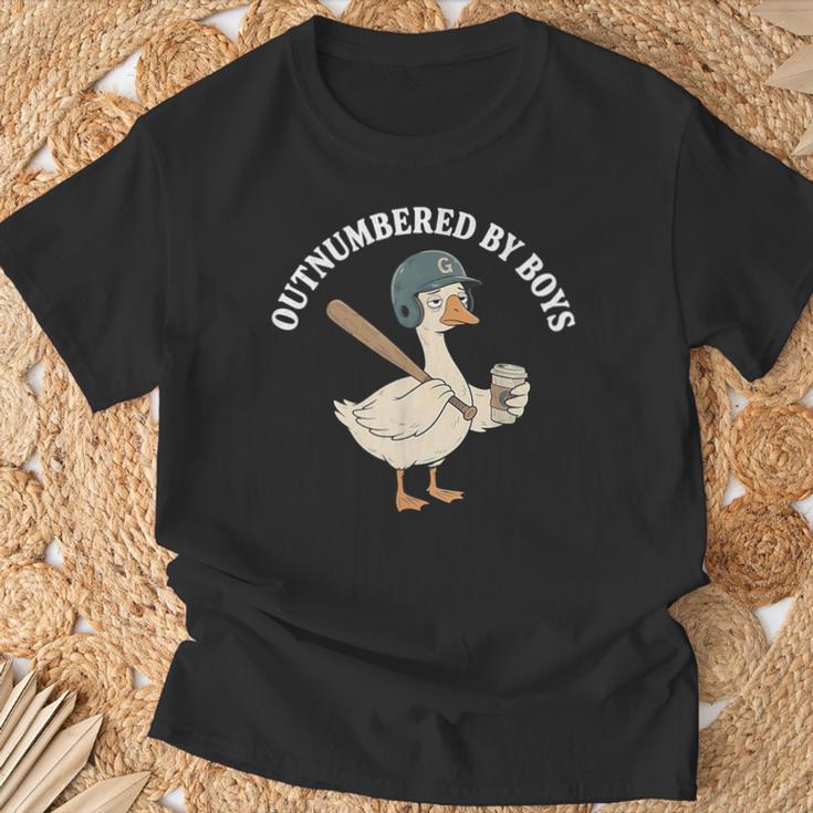Outnumbered By Boys Baseball Mom Goose T-Shirt Gifts for Old Men