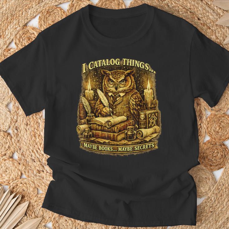 Owl Librarian Archivist Catalog Things Books Secrets T-Shirt Gifts for Old Men Owl Librarian Archivist Catalog Things Books Secrets T-Shirt Gifts for Old Men