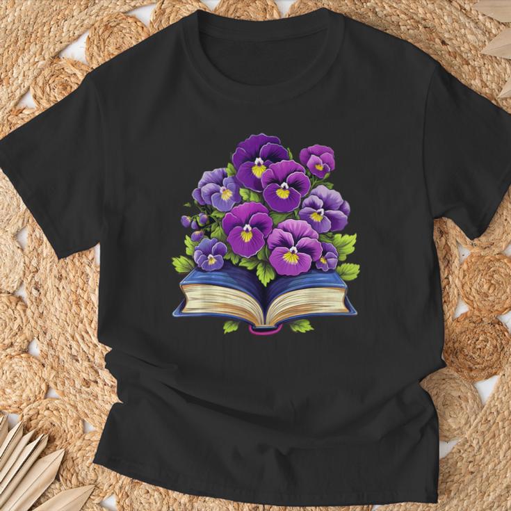 Pansies Flowers Book Pansy Floral T-Shirt Gifts for Old Men Pansies Flowers Book Pansy Floral T-Shirt Gifts for Old Men