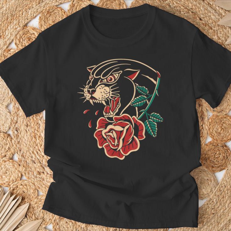 Panther Rose アメリカントラディショナルタトゥーインク オールドスクール Tシャツ 高齢者への贈り物