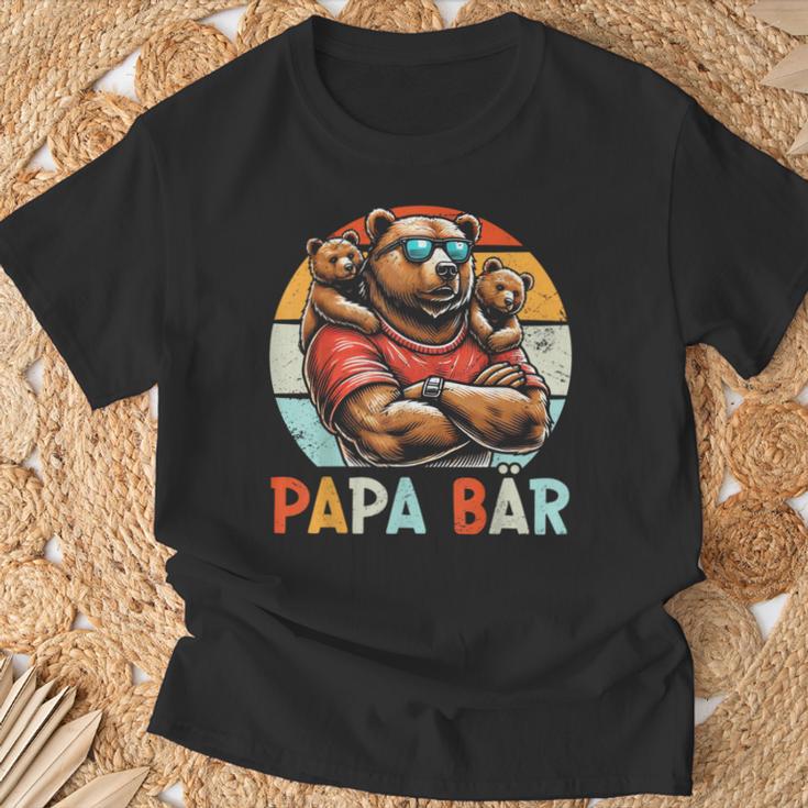 Papa Bär Papa Bearatertagohn Tochter 2 Kinder Retro T-Shirt Geschenke für alte Männer