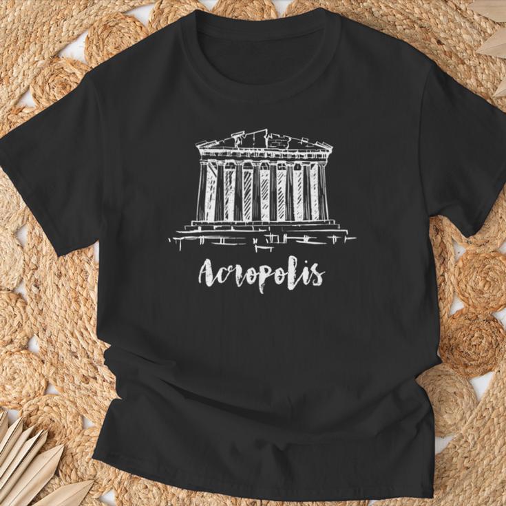 Parthenon アテネのアクロポリス ギリシャ スケッチ サイツ ドローイング 長袖tシャツ Tシャツ 高齢者への贈り物
