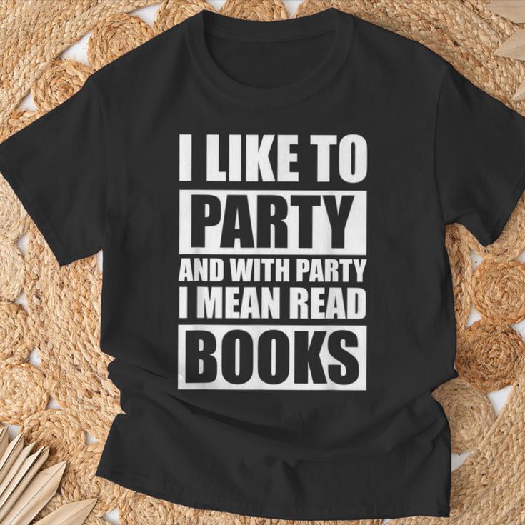 I Like To Party Book Lovers Shirt Reading Tee I Love To Read T-Shirt Gifts for Old Men
