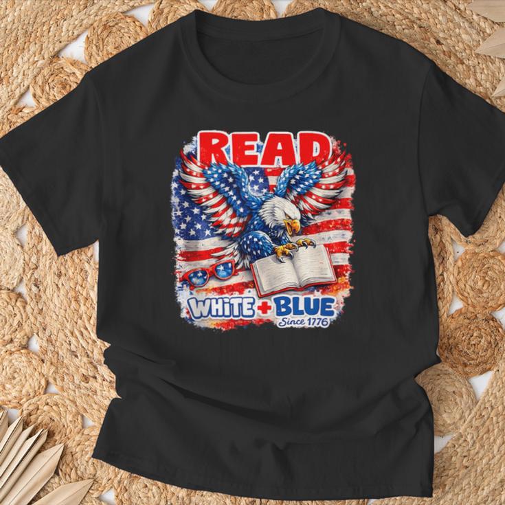 Patriotic Eagle Reading Book Read Blue Since 1776 T-Shirt Gifts for Old Men