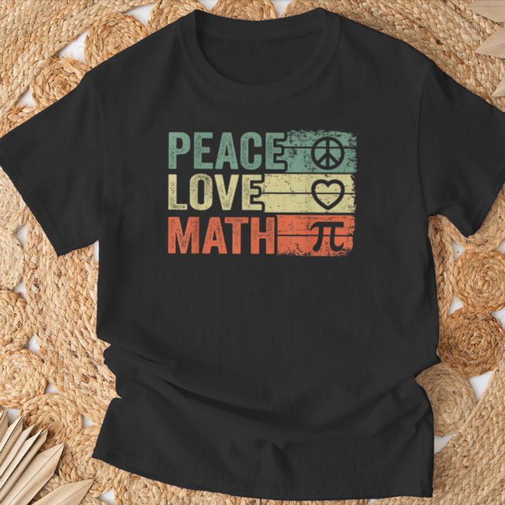 Paz Amor Matemáticasintage Matemáticas Nerd Retro Divertido Matemáticas Profesor Camiseta unisex Regalos para ancianos