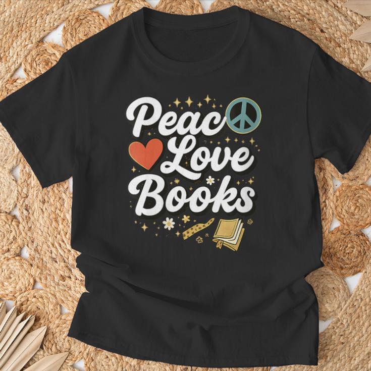 Peace Love Books Cute Retro Reading Graphic T-Shirt Gifts for Old Men Peace Love Books Cute Retro Reading Graphic T-Shirt Gifts for Old Men