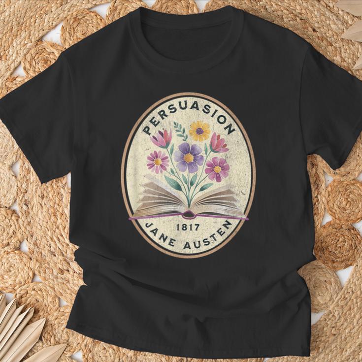 Persuasion Jane Austen Book Flowers T-Shirt Gifts for Old Men