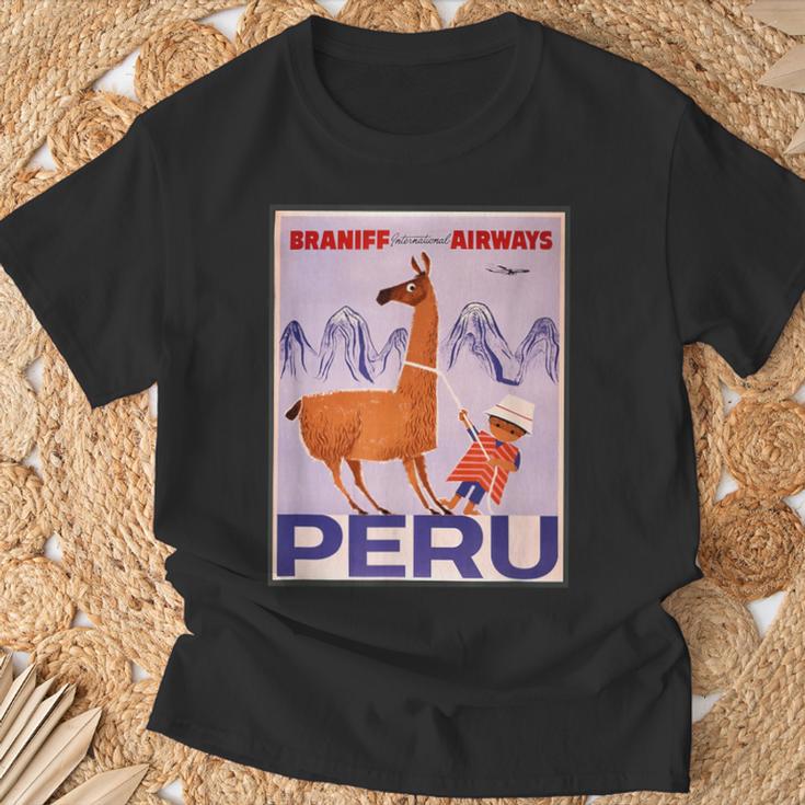 Peru レトロ ヴィンテージ 航空会社 トラベルポスター Tシャツ 高齢者への贈り物