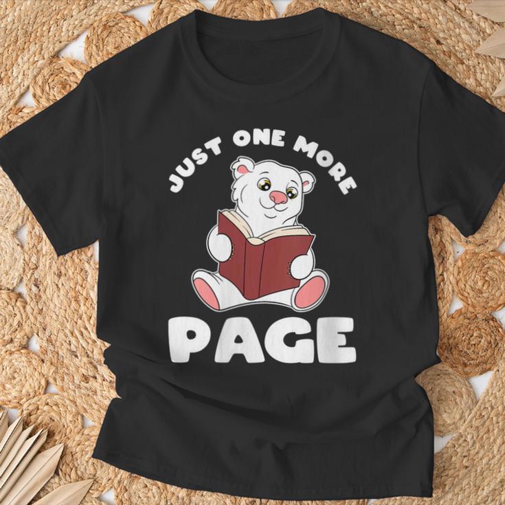 Polar Bear And Books Just One More Page T-Shirt Gifts for Old Men