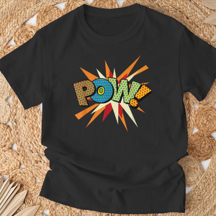 POW Colorful Comic Book Pop Art Fun Superhero T-Shirt Gifts for Old Men