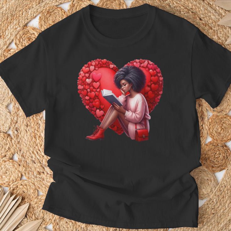 Pretty Girl With Book And Hearts For Valentine's Day T-Shirt Gifts for Old Men