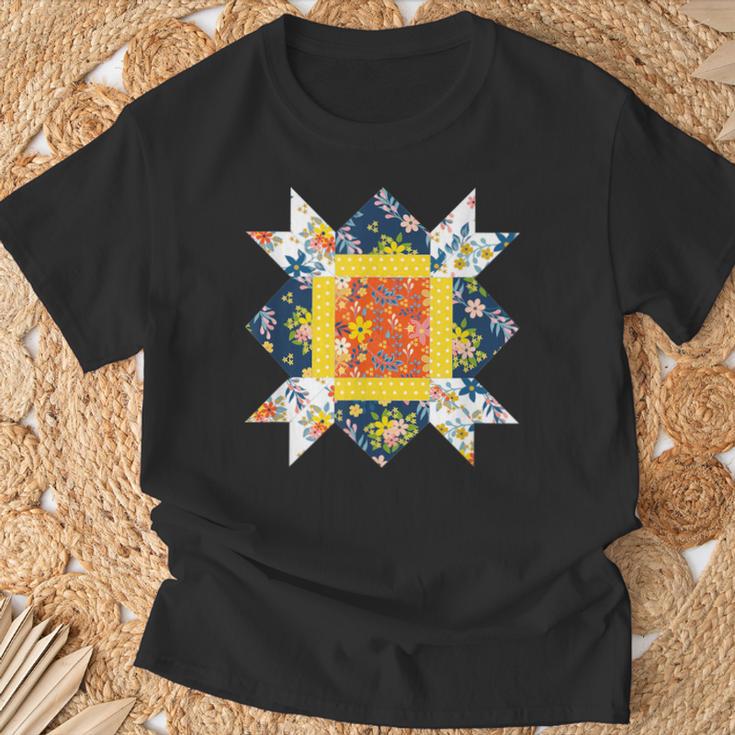 Quilters クラシック風防キルトブロック 花柄パッチワーク Tシャツ 高齢者への贈り物