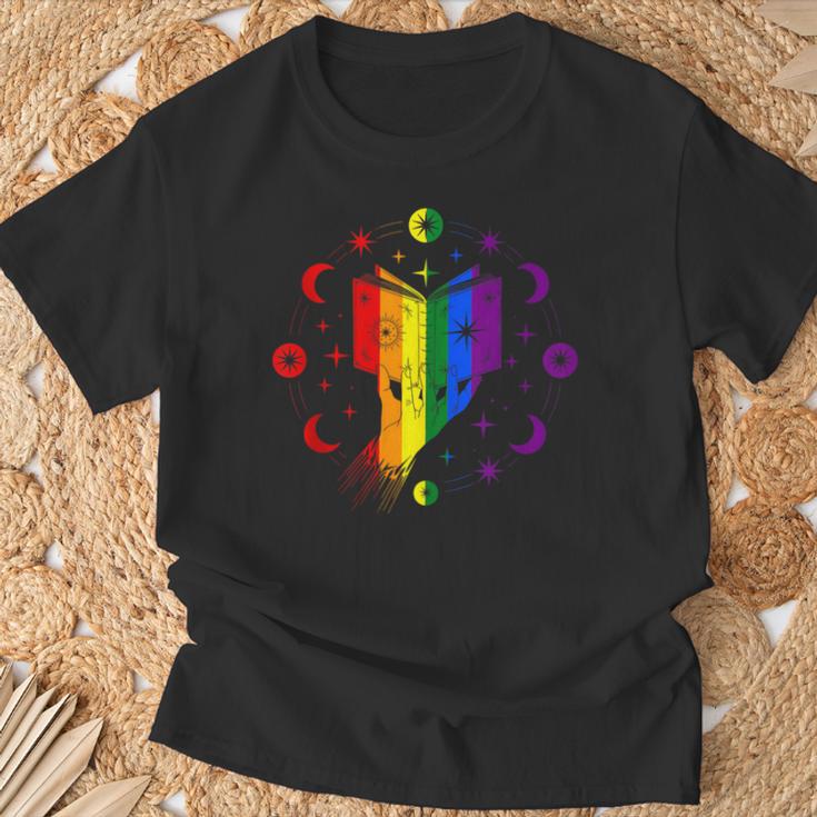 Rainbow Book With Stars And Moon Phases Gay Pride LGBT T-Shirt Gifts for Old Men