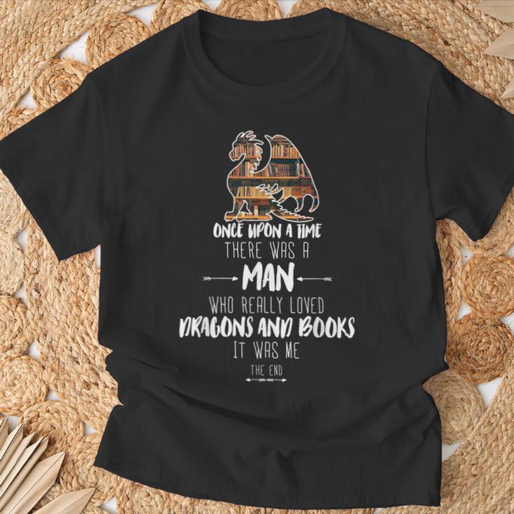 There Was a Man Who Really Loved Dragons And Books T-Shirt Gifts for Old Men