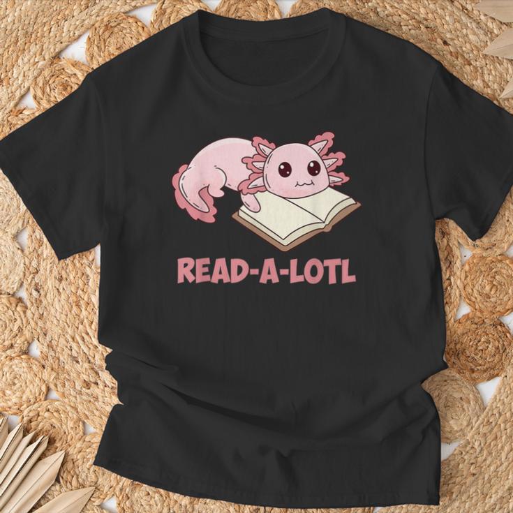 Read-A-Lotl Axolotl Books Reader T-Shirt Gifts for Old Men