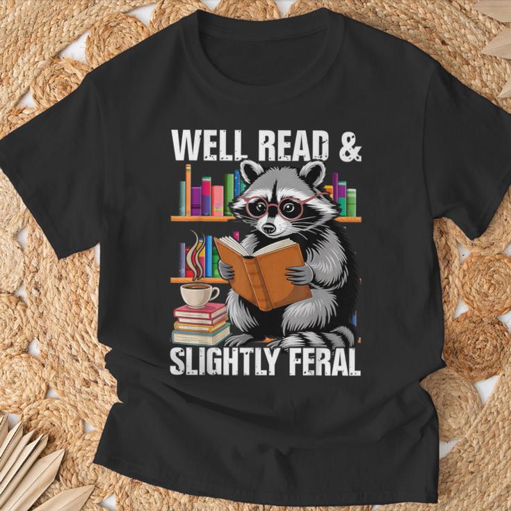 Well Read & Slightly Feral Raccoon Book Lover Graphic T-Shirt Gifts for Old Men Well Read & Slightly Feral Raccoon Book Lover Graphic T-Shirt Gifts for Old Men