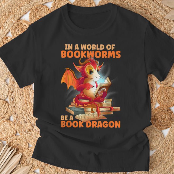 Read Be A Book Dragon Bookworm T-Shirt Gifts for Old Men